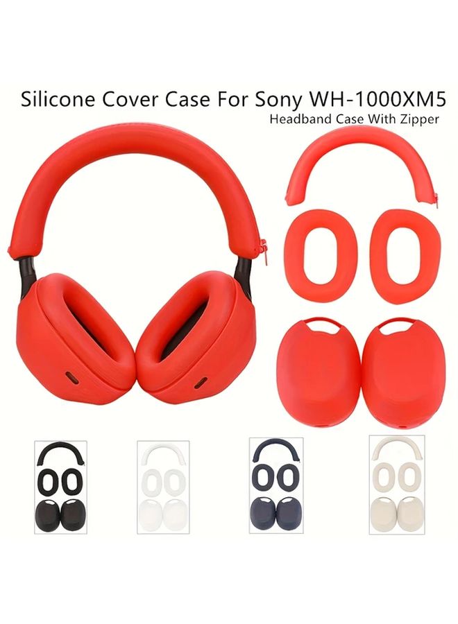 Red Protective Cover Set for Sony WH 1000XM5 Headphones 5pcs Dust Proof Shock Absorbing - Image 1