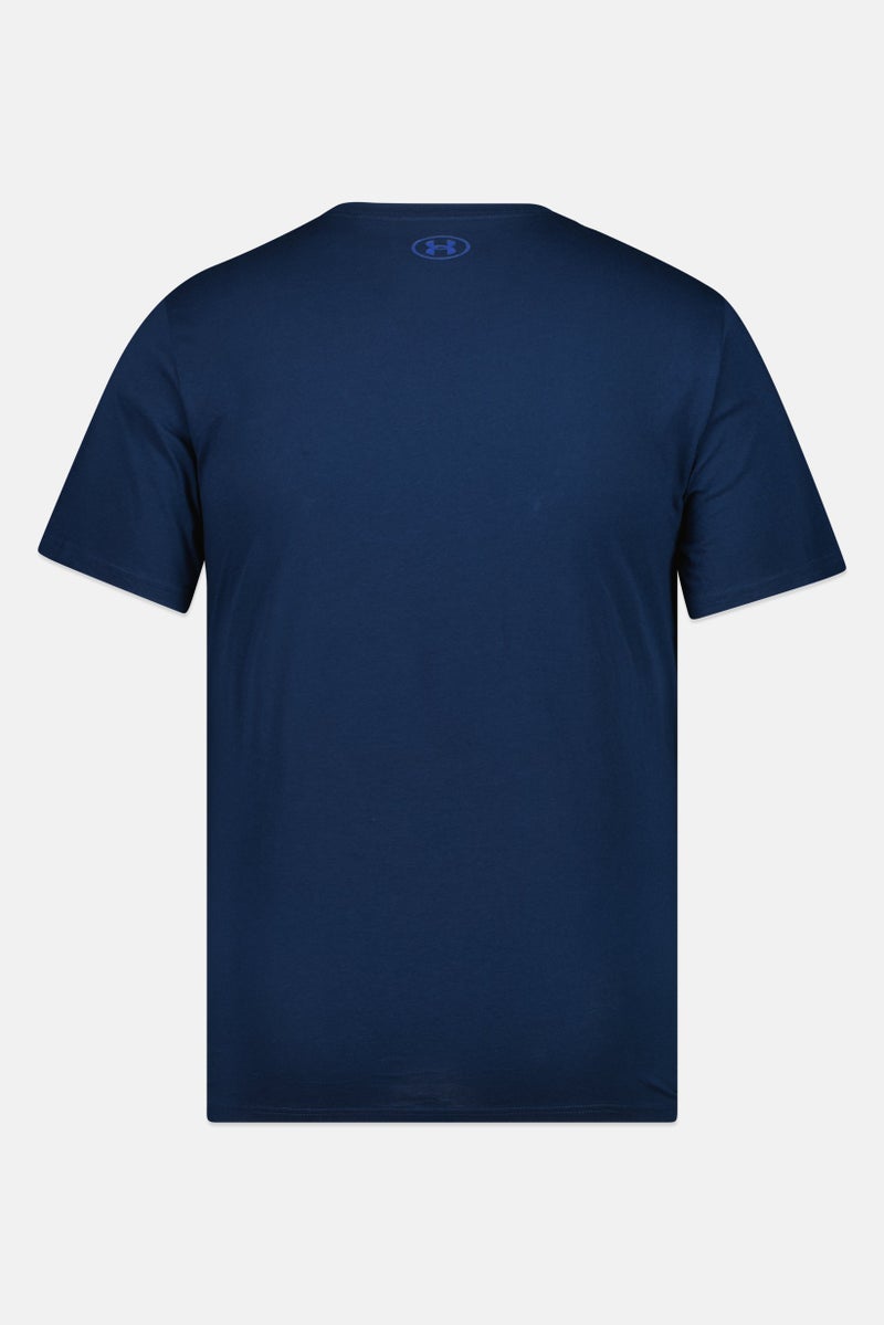 UNDER ARMOUR تي شيرتات رياضية للرجال بأكمام قصيرة، خارجية، لون أزرق داكن - Image 3