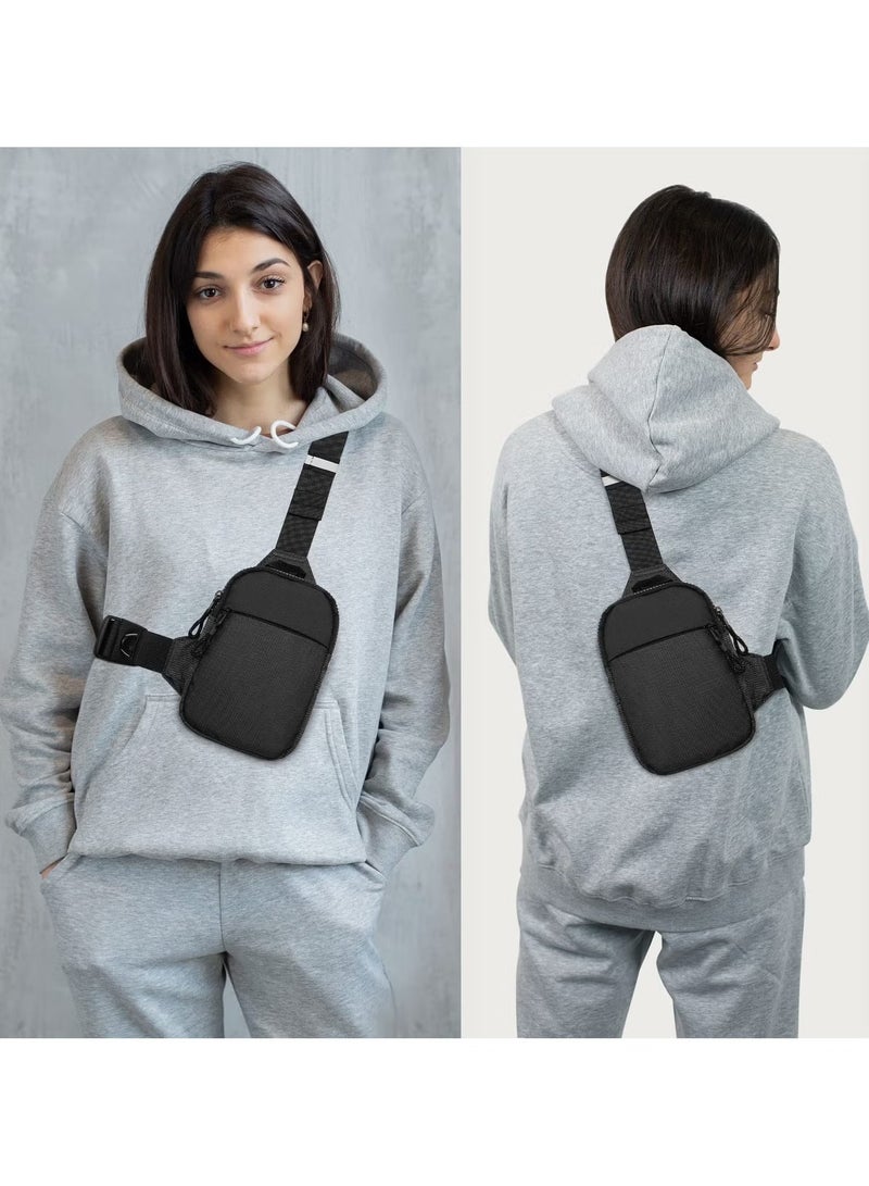 يا إلهي حقيبة حبال صغيرة للرجال مقاومة للماء حقائب فاني متقاطعة مع الجسم حقائب الصدر مع حزام كتف قابل للتعديل للسفر والرياضة والتخييم (أسود) - Image 4