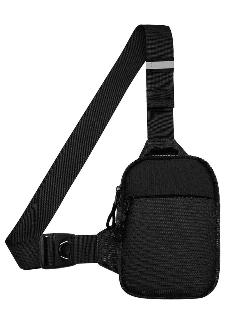 يا إلهي حقيبة حبال صغيرة للرجال مقاومة للماء حقائب فاني متقاطعة مع الجسم حقائب الصدر مع حزام كتف قابل للتعديل للسفر والرياضة والتخييم (أسود) - Image 1