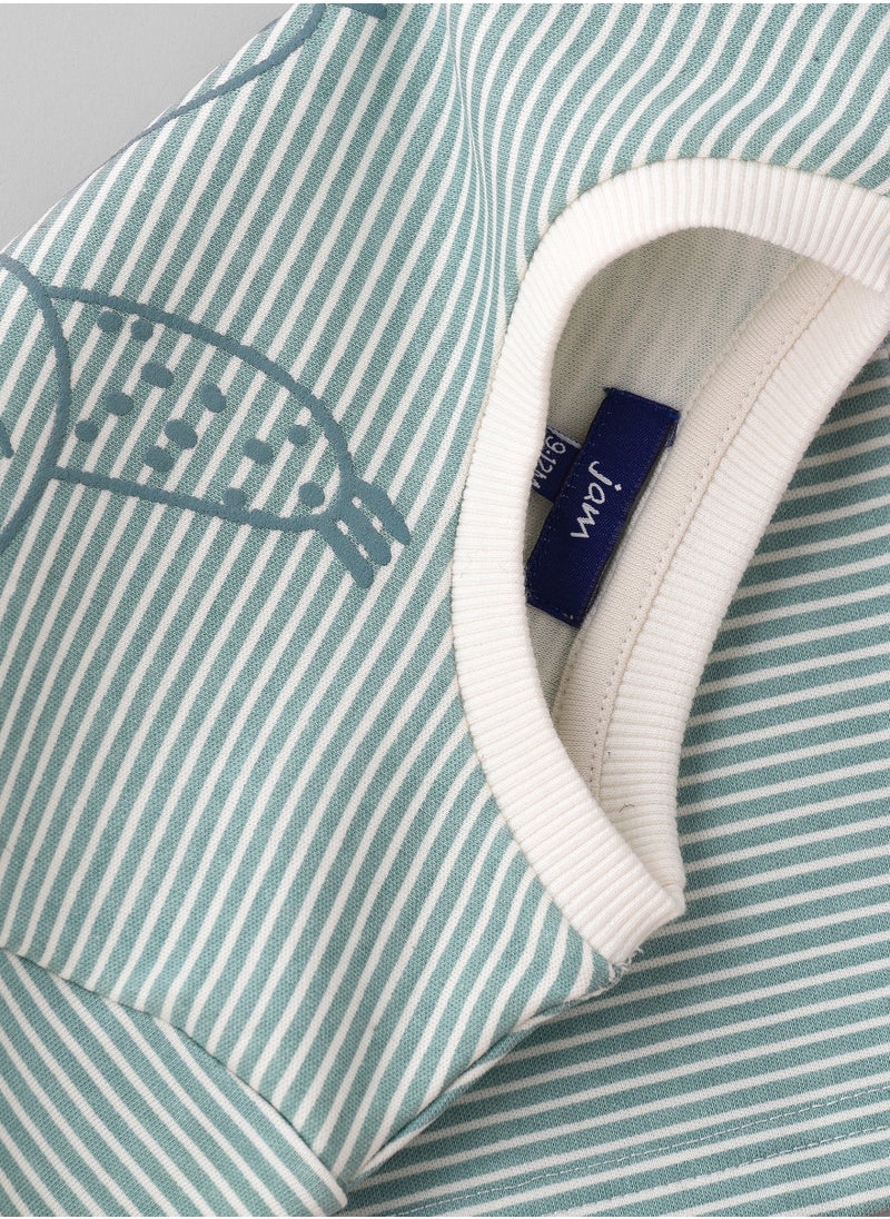 JAM Boys' Teal Striped Sloth Graphic Cotton T-Shirt  - Image 4