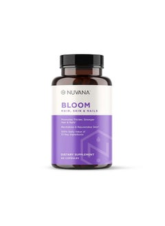 Bloom For Healthy Hair Skin & Nails; Biotin Hyaluronic Acid Msm Folate B Complex Vitamins; Boosts Collagen Production; For Growth Thickening Strength For Men & Women; 60 Vegan Capsules