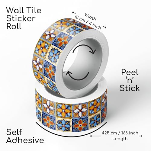Brandian Strip Tile Sticker Self-Adhesive Waterproof Mosaic for Kitchen Backsplash and Wall Decoration, Vintage-Inspired (09 Strips, 48 x 10 cm Each - Final Size 432 x 10 cm) - Image 2