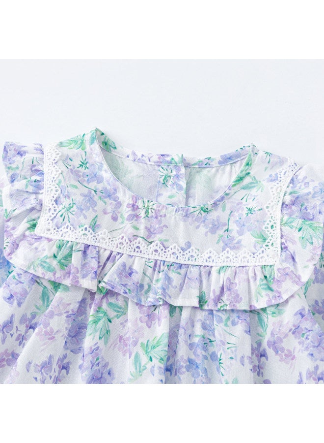 French Floral Pastoral Style Shirt] Girls' Baby Autumn Floral Print Shirt Toddler Stylish Versatile Style - Image 5