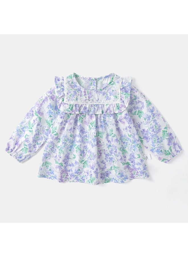 French Floral Pastoral Style Shirt] Girls' Baby Autumn Floral Print Shirt Toddler Stylish Versatile Style - Image 3