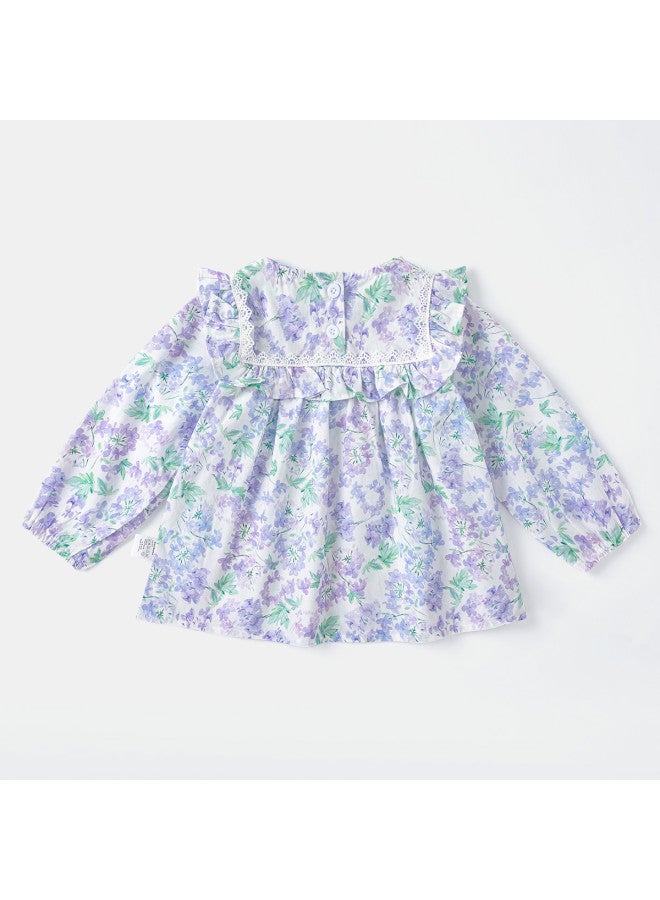 French Floral Pastoral Style Shirt] Girls' Baby Autumn Floral Print Shirt Toddler Stylish Versatile Style - Image 4