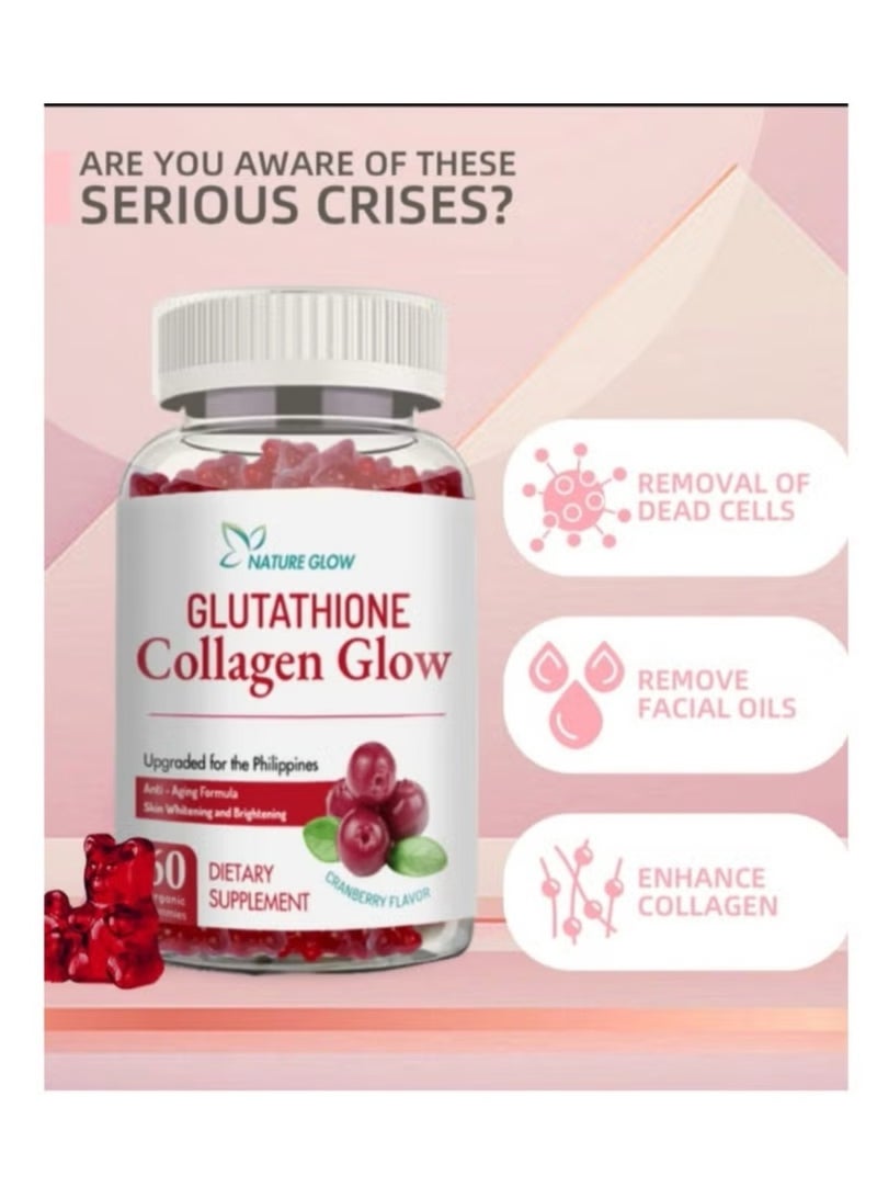 Nature Glow Collagen Gummies with Glutathione – Cranberry Flavor – Beauty Nutrition Dietary Supplement – 60 Gummies - Image 5