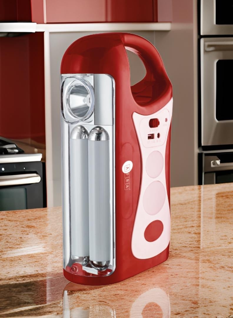 AFRA Rechargeable Lantern, 10 Watts, White & Red, Plastic Body, Solar Charging Port, Esma, Af-2403Rlnm, 2 Year Warranty - Image 2