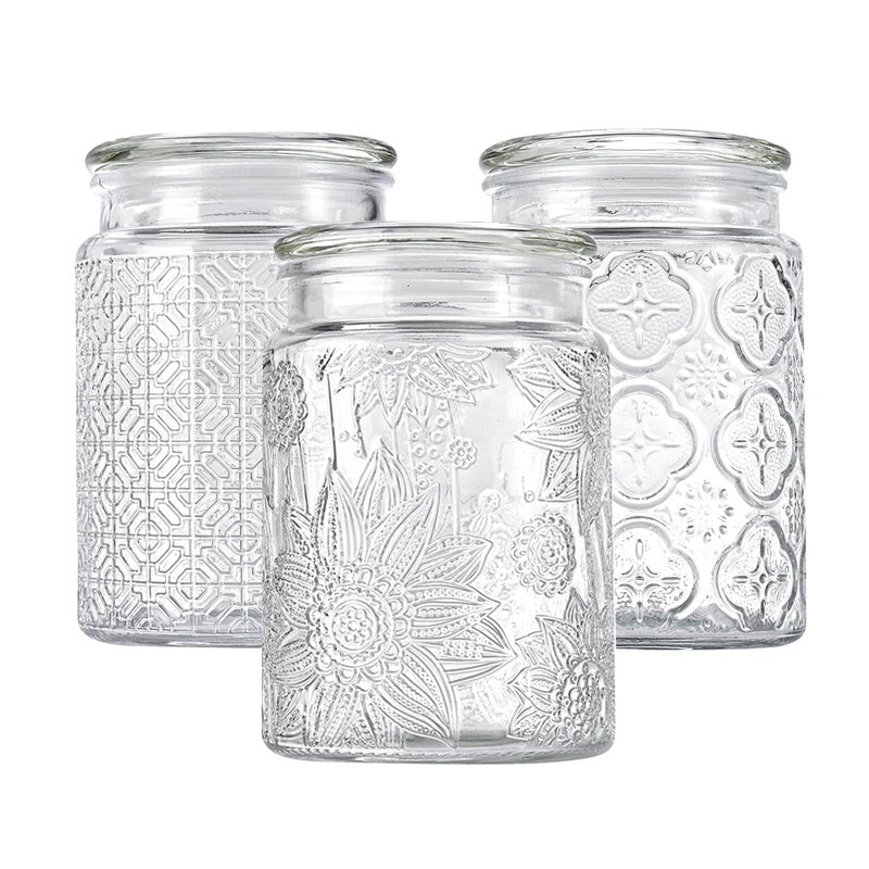 Adodeen 24oz Wide Mouth Mason Jars, 3-Pack Glass Jars With Lids, Pickle Canning Jars For Candy, Sugar, Coffee, Tea, Spice, Cookie, Dishwasher Safe - Image 1