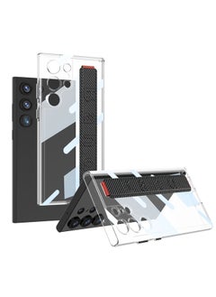 Case Cover For Samsung Galaxy S24 Ultra 5G GKK Space Frame Transparent PC + TPU Phone Case with Wrist Strap Carbon Fiber Texture