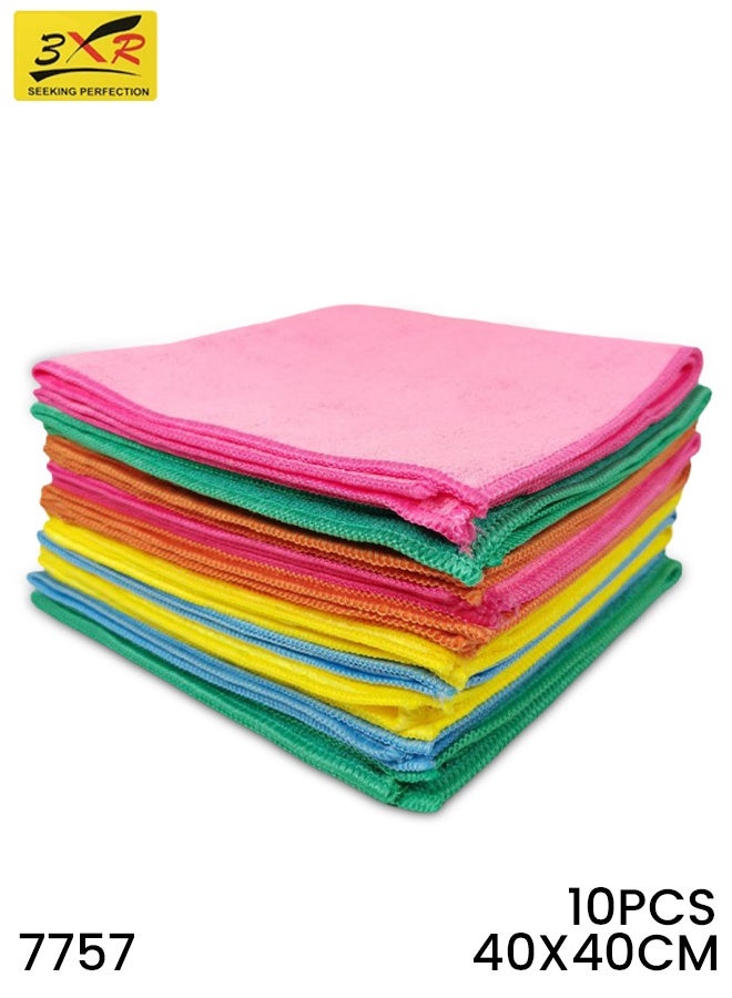 3XR Microfiber Cleaning Cloths 10PCS 40x40cm, Multi-Color Soft & Absorbent Towels for Car, Bike, Home & Kitchen, Lint-Free, Scratch-Free, Quick Drying Wash Cloths for Polishing, Dusting, and Multi-Surface Cleaning 250GSM,  7757 - Image 1