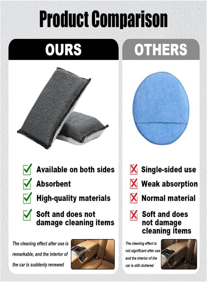 3Pcs 5 x 3 inch car interior cleaning sponges, microfiber sponges for car wash, interior cleaning ear pads for car skin, plastic - Image 4