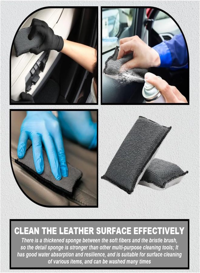 3Pcs 5 x 3 inch car interior cleaning sponges, microfiber sponges for car wash, interior cleaning ear pads for car skin, plastic - Image 5