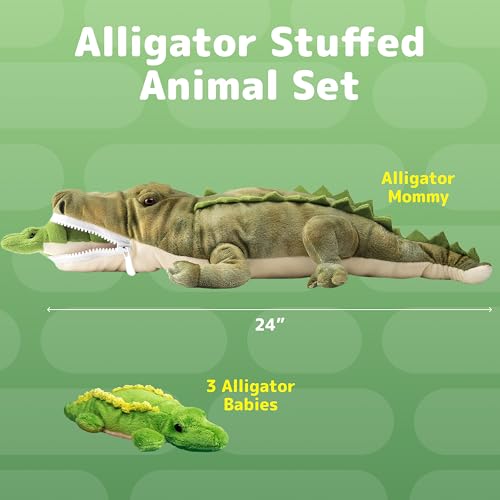 PREXTEX Stuffed Alligator Toy with 3 Baby Alligators - Alligator Plush Mommy with 3 Zippered Stuffed Alligator Babies, Ideal Stuffed Animal for Boy or Girl Playtime - 3-5 Years - Image 3