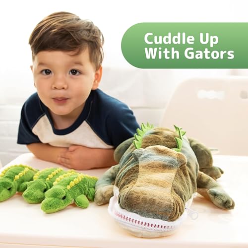 PREXTEX Stuffed Alligator Toy with 3 Baby Alligators - Alligator Plush Mommy with 3 Zippered Stuffed Alligator Babies, Ideal Stuffed Animal for Boy or Girl Playtime - 3-5 Years - Image 2