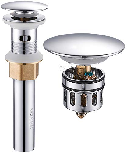 REGALMIX Vessel Sink Drain,Bathroom Pop-up Drain with Detachable Basket Stopper, Anti-Explosion and Anti-Clogging Drain Strainer, Sink Drain Assembly with Overflow Polished Chrome, REGALMIX RWF083H - Image 1