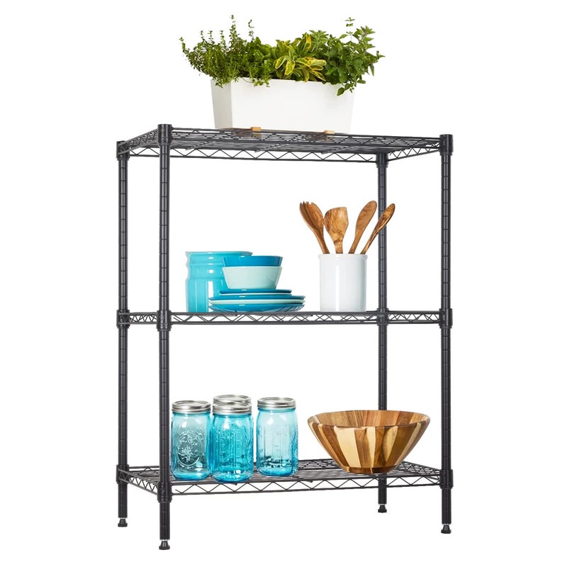 BestOffice 3-Shelf Adjustable Metal Storage Shelves Wire Shelving Unit Organizer Wire Rack 450Lbs Capacity for Small Places Kitchen Garage 23Lx13.2Wx30.2H,Black - Image 1