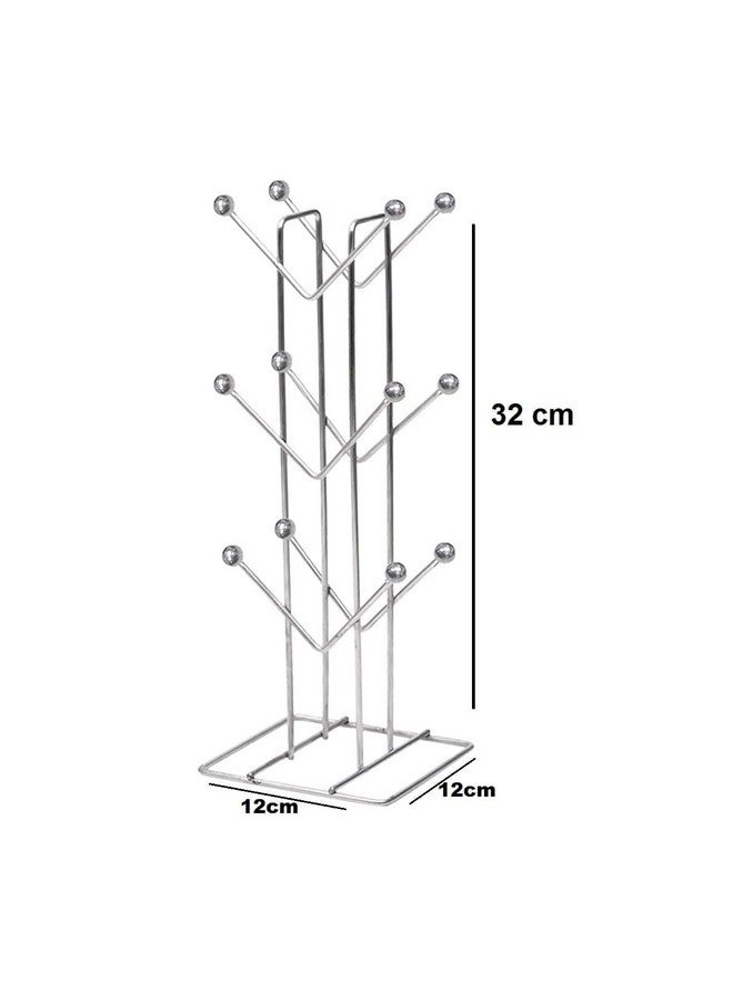 TechSrmaji™ Stainless Steel Kitchens V Shape 12 Cup Stand for Kitchen Dinning Table Coffee Cup Holder Stand Tree Stand Multifunction Under Shelf Tea Mug Holder Silver (Pack of 1) - Image 4
