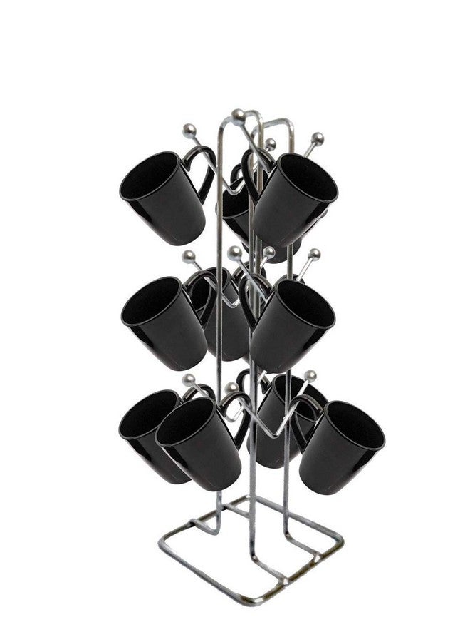 TechSrmaji™ Stainless Steel Kitchens V Shape 12 Cup Stand for Kitchen Dinning Table Coffee Cup Holder Stand Tree Stand Multifunction Under Shelf Tea Mug Holder Silver (Pack of 1) - Image 3