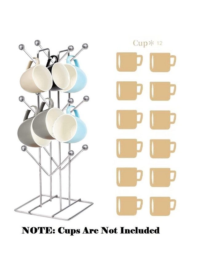 TechSrmaji™ Stainless Steel Kitchens V Shape 12 Cup Stand for Kitchen Dinning Table Coffee Cup Holder Stand Tree Stand Multifunction Under Shelf Tea Mug Holder Silver (Pack of 1) - Image 5