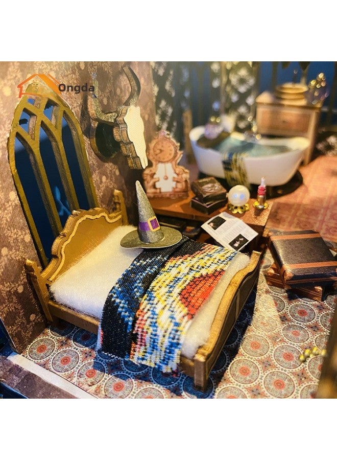 Hongda Handmade Diy Puzzle Puzzle Magic Castle Miniature Doll House Building Model Wooden Simulation 3D Castle-Color:L2401 Bilingual Version - Image 4