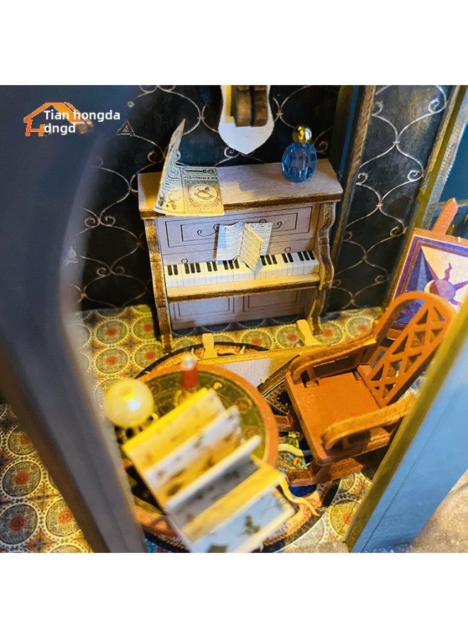 Hongda Handmade Diy Puzzle Puzzle Magic Castle Miniature Doll House Building Model Wooden Simulation 3D Castle-Color:L2401 Bilingual Version - Image 5