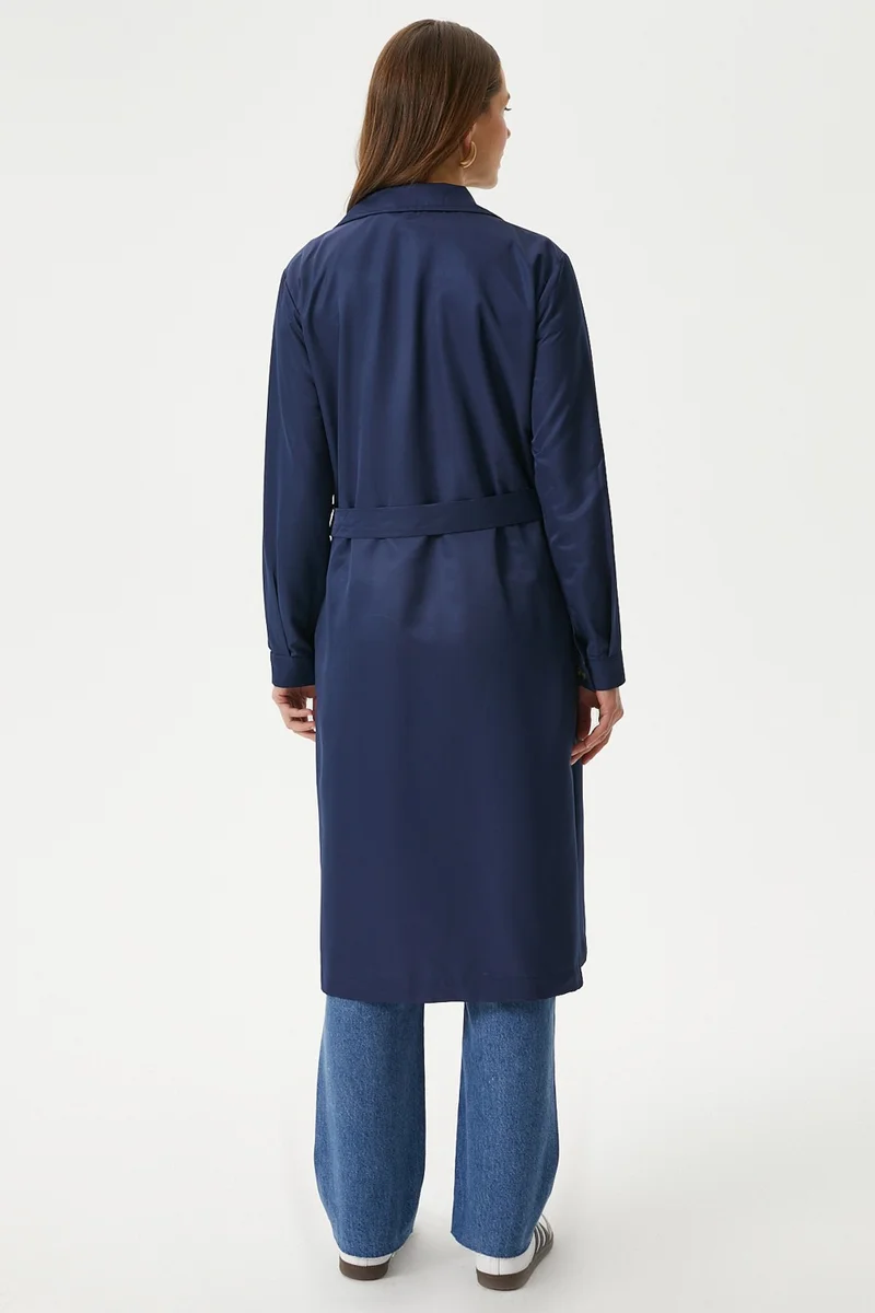 Ritnice Women's Light Seasonal Navy Blue Trench Coat