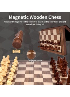 ANYOUI Chess Sets,15 Inch Magnetic Wooden Chess Set, Board Game for Adults and Kids, with 24 Checkers Pieces Extra & 2 Extra Queens,Portable Travel Chess Board Game Sets (39×39 cm)  - Image 2