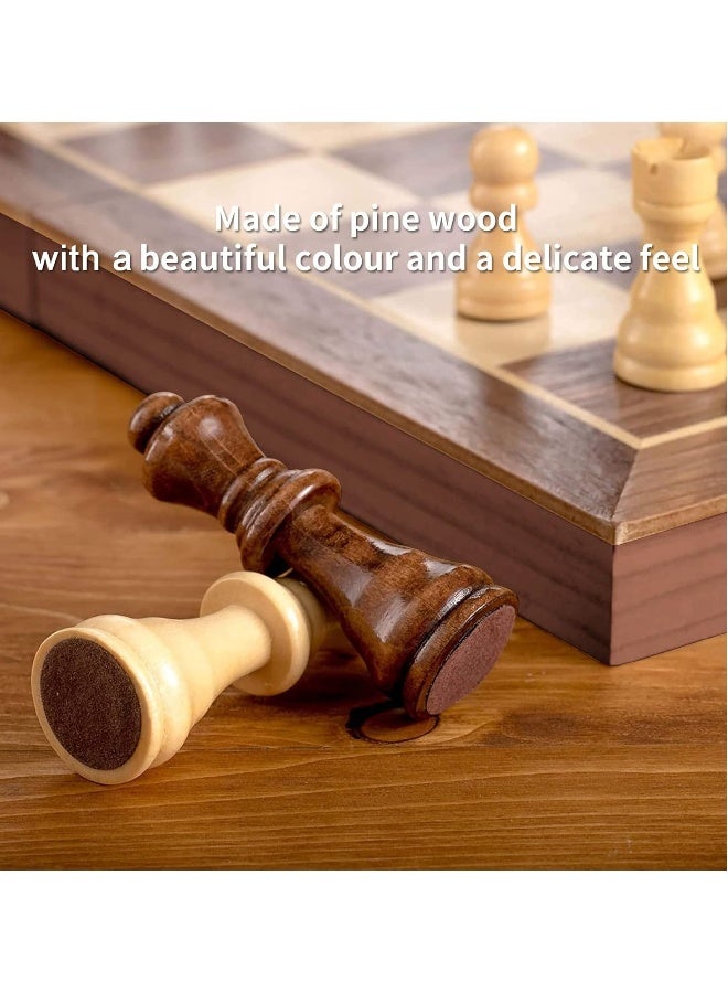 ANYOUI أطقم شطرنج، طقم شطرنج خشبي مغناطيسي بحجم 15 بوصة، لعبة لوحية للبالغين والأطفال، مع 24 قطعة داما إضافية و2 ملكة إضافية، أطقم لعبة شطرنج محمولة للسفر (39×39 سم) - Image 5