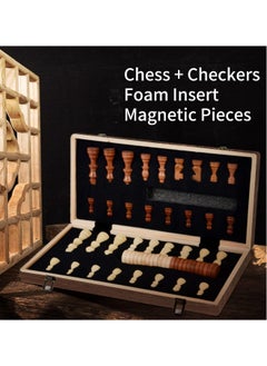 ANYOUI Chess Sets,15 Inch Magnetic Wooden Chess Set, Board Game for Adults and Kids, with 24 Checkers Pieces Extra & 2 Extra Queens,Portable Travel Chess Board Game Sets (39×39 cm)  - Image 3