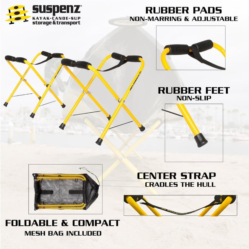 Suspenz Folding Kayak Stand, Small Portable Racks for Kayaks, Canoes & SUPs - 150 lb Capacity - 22-1818 - Image 2