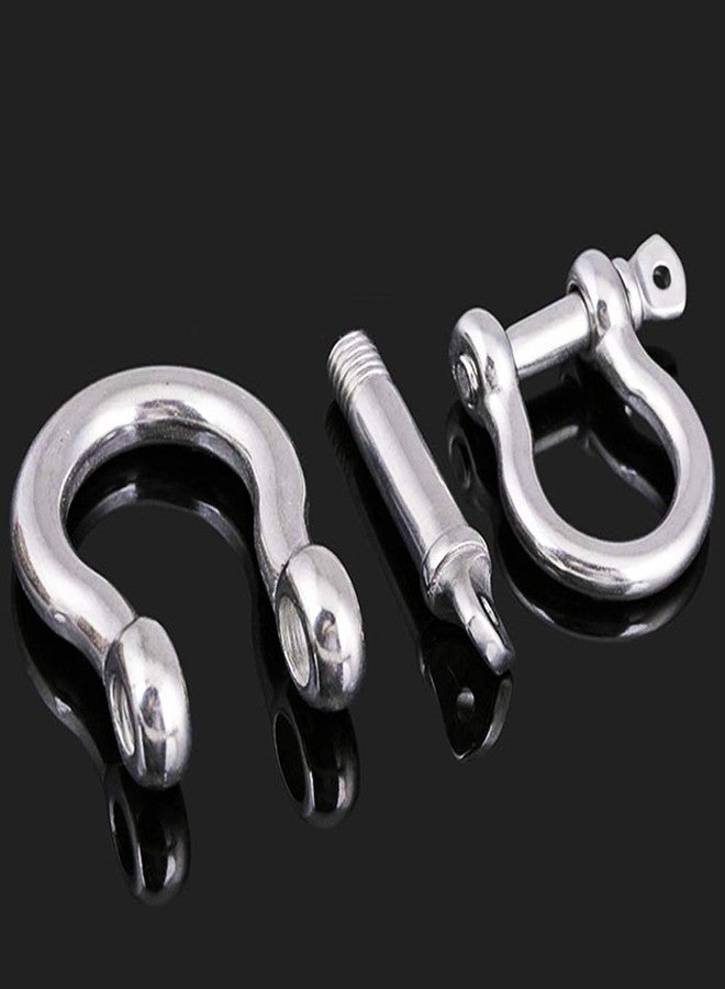 lasenersm 4 PCS M8 Stainless Steel Bow Shackle 5/16" (7.8mm) Forged Anchor Bow Shackle with Screw Pin for Paracord Jewelry Marine, Silver Color - Image 4