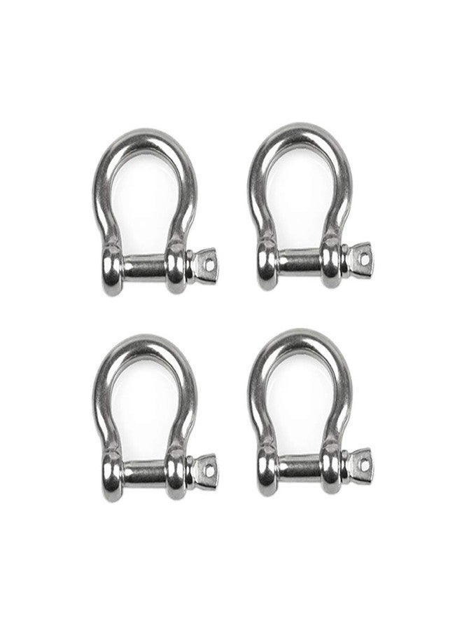 lasenersm 4 PCS M8 Stainless Steel Bow Shackle 5/16" (7.8mm) Forged Anchor Bow Shackle with Screw Pin for Paracord Jewelry Marine, Silver Color - Image 1