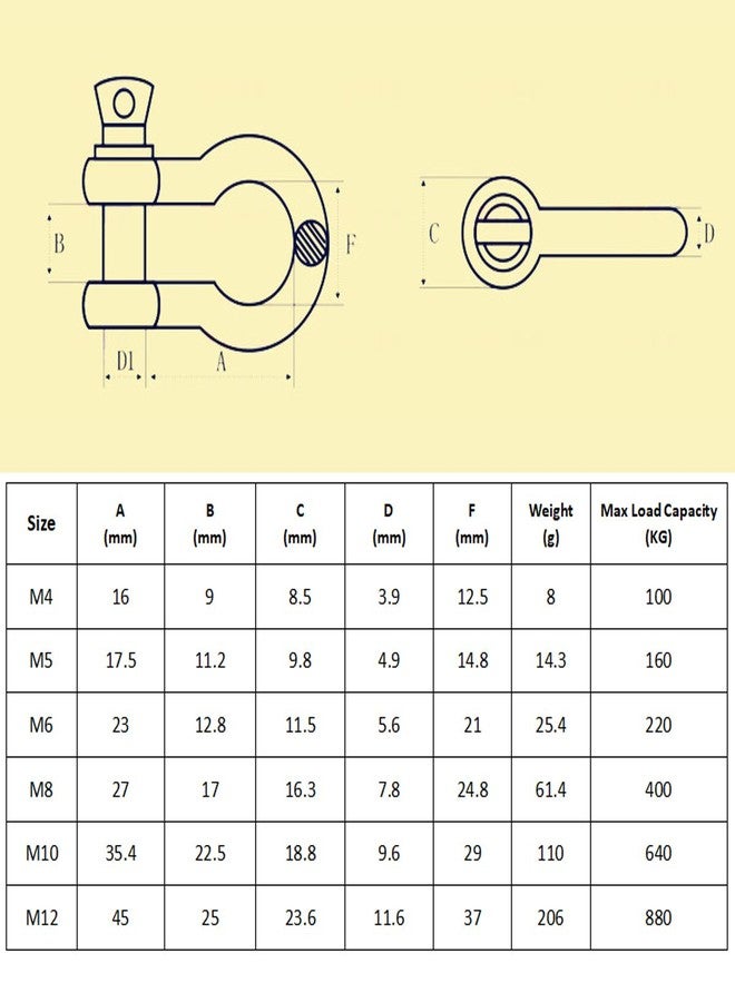 lasenersm 4 PCS M8 Stainless Steel Bow Shackle 5/16" (7.8mm) Forged Anchor Bow Shackle with Screw Pin for Paracord Jewelry Marine, Silver Color - Image 3