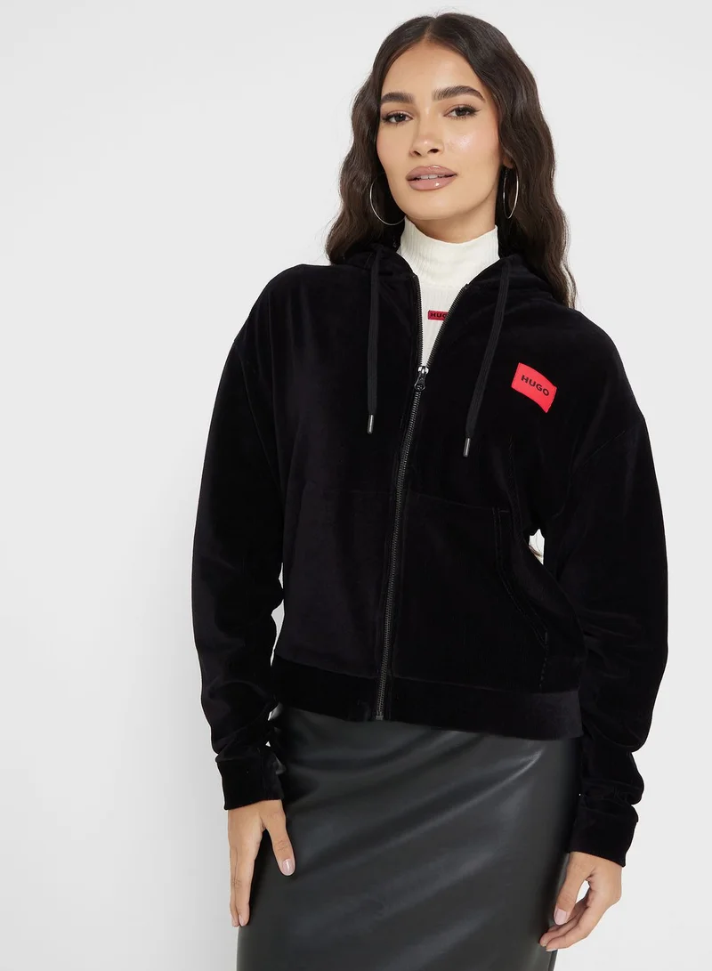 HUGO Logo Zip Through Hoodie