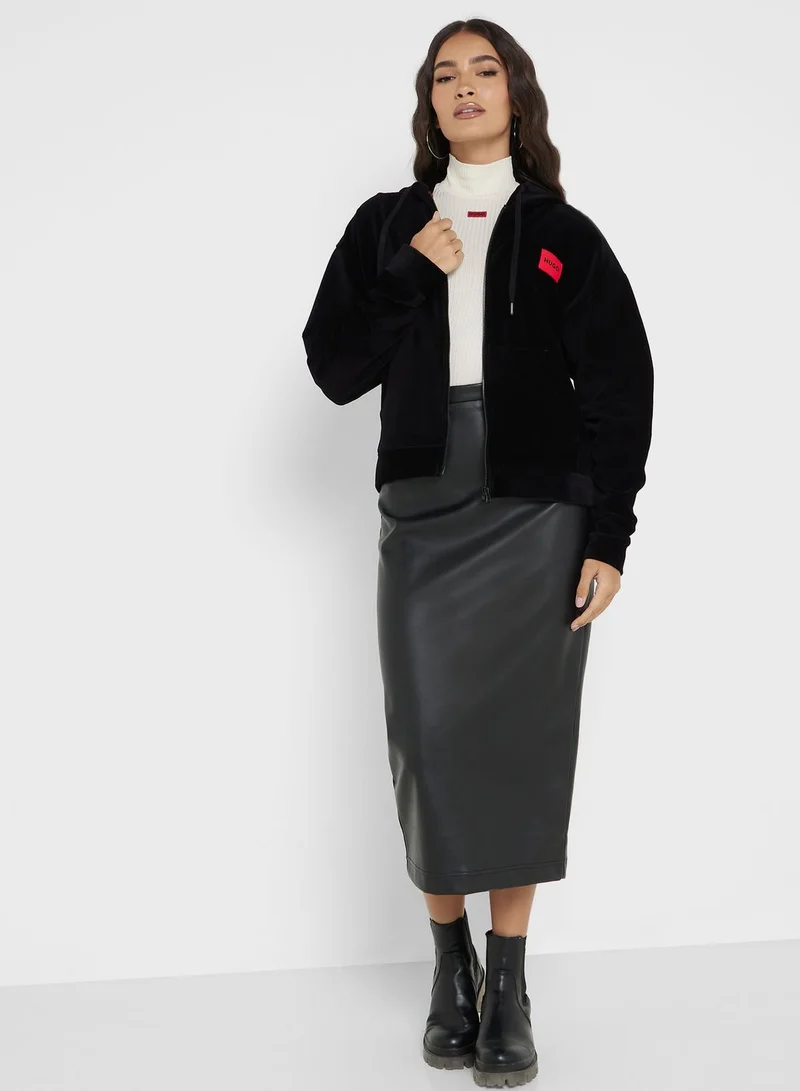 HUGO Logo Zip Through Hoodie