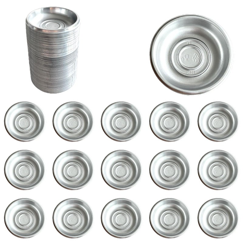 Xanadued 100 Pcs Plastic Disposable Sauce Dishes, Dipping Soy Sauce Seasoning Plate Bowls, Mini Condiment Appetizer Tray for Sushi Soy Mustard Vinegar Ketchup BBQ, Silver Circular - Image 1