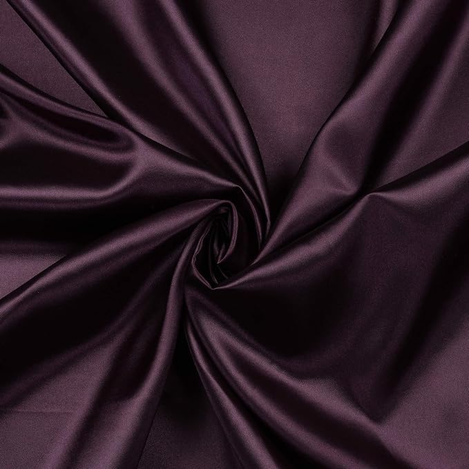 Filloxy Plain Silky Shine Satin Fabric Material for Fashion Design Stitching Multiple Use Includes Dress, Pillow Cover, Designer Cloths, Home Decor Material - 44" Hight (Wine, 6 Meter) - Image 1