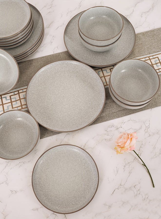 ايست من نون طقم عشاء تفاعلي داكن من 18 قطعة من الخزف الرمادي - Image 4