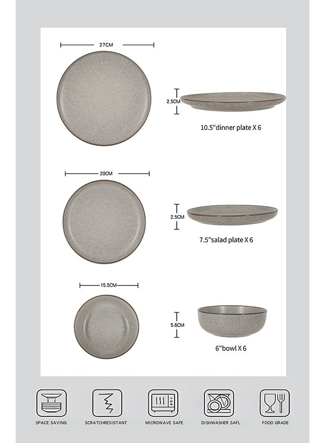 ايست من نون طقم عشاء تفاعلي داكن من 18 قطعة من الخزف الرمادي - Image 3