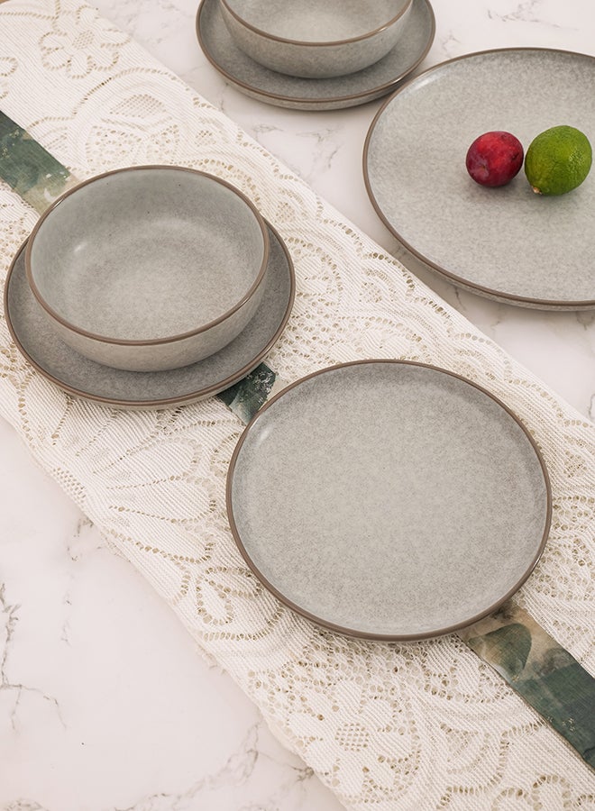 ايست من نون طقم عشاء تفاعلي داكن من 18 قطعة من الخزف الرمادي - Image 5