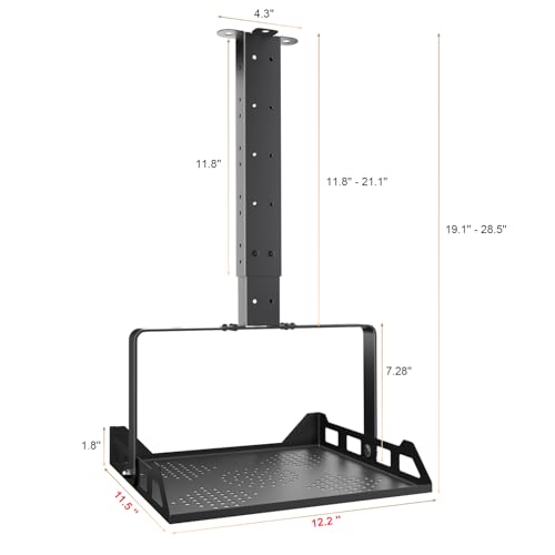 Salange 3-in-1 Projector Mount, Adjustable Height Ceiling/Wall Mount with Tray, Heavy-Duty Stand w Cable Management, Holds Up to 22 lbs, Ideal for Home Theater and Office (Black) - Image 2
