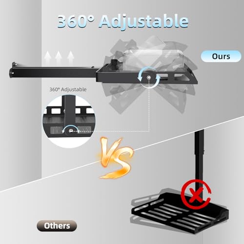 Salange 3-in-1 Projector Mount, Adjustable Height Ceiling/Wall Mount with Tray, Heavy-Duty Stand w Cable Management, Holds Up to 22 lbs, Ideal for Home Theater and Office (Black) - Image 3