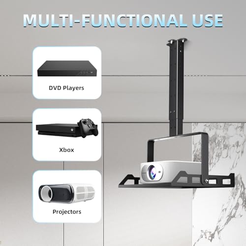 Salange 3-in-1 Projector Mount, Adjustable Height Ceiling/Wall Mount with Tray, Heavy-Duty Stand w Cable Management, Holds Up to 22 lbs, Ideal for Home Theater and Office (Black) - Image 5
