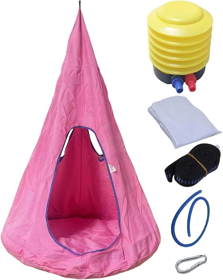 Pink Kids Swing Chair Hammock with Cushion Adjustable Indoor Outdoor Max 150kg - Image 1