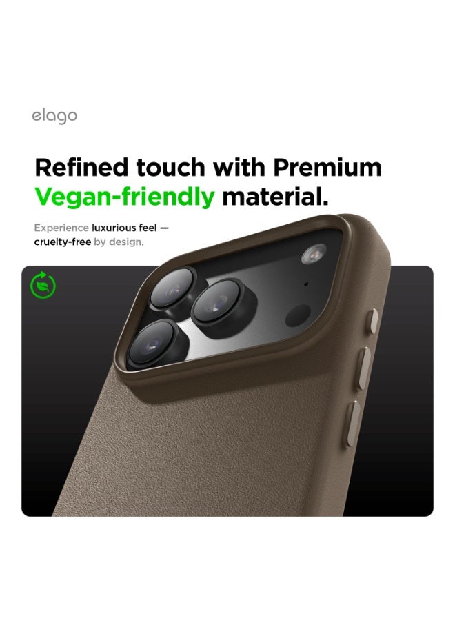 Elago Magnetic Leather case for iPhone 17 Pro (2025) [Camera Control Button Cover] Vegan Leather, Shockproof, Water-Resistant [Magsafe Compatible] - Taupe - Image 3