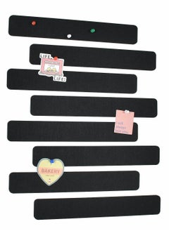 Y&D 8 Pcs Black Felt Pin Board Bar Strips with 35 Pushpins, Self-Adhesive Lightweight Bulletin No Damage for Wall,for Paste Notes, Photos, Schedules, Announcements  - Image 1