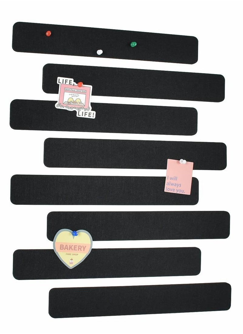 Y&D 8 Pcs Black Felt Pin Board Bar Strips with 35 Pushpins, Self-Adhesive Lightweight Bulletin No Damage for Wall,for Paste Notes, Photos, Schedules, Announcements  - Image 1