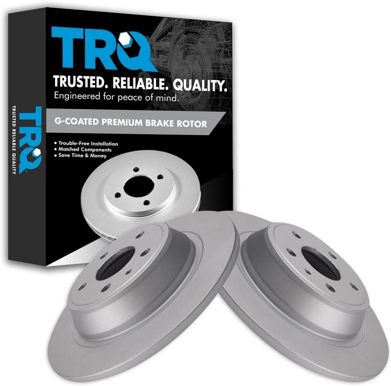 TRQ Rear Brake Rotors Set Solid Premium G-Coated Compatible with 2013-2020 Ford Fusion 2013-2016 Lincoln MKZ - Image 1