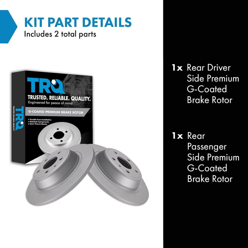 TRQ Rear Brake Rotors Set Solid Premium G-Coated Compatible with 2013-2020 Ford Fusion 2013-2016 Lincoln MKZ - Image 2